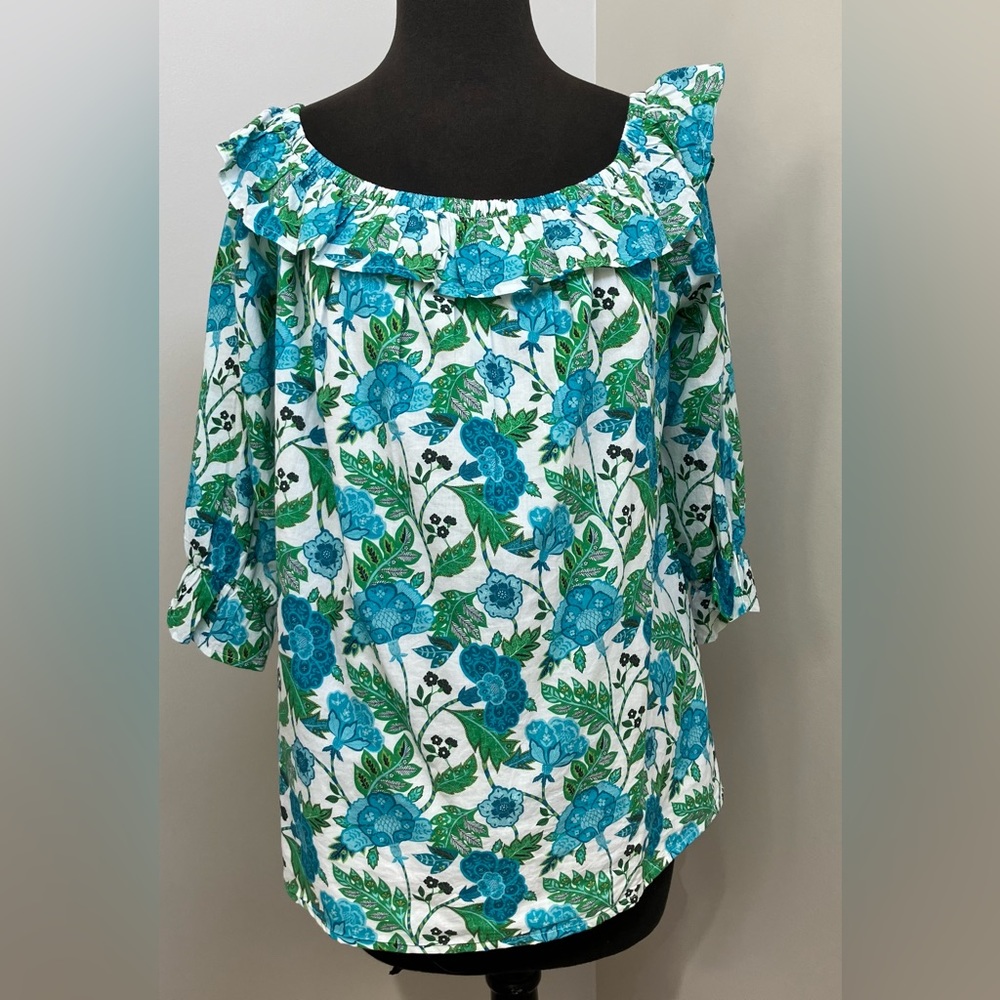 Victoria Dunn Floral Top Ruffle Romantic Style Top L Girl-core L
